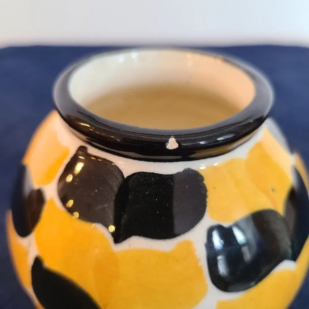 Bavarian Pottery Ceramic Pot Hand Painted Underglazed Signed 134/150 Chevron